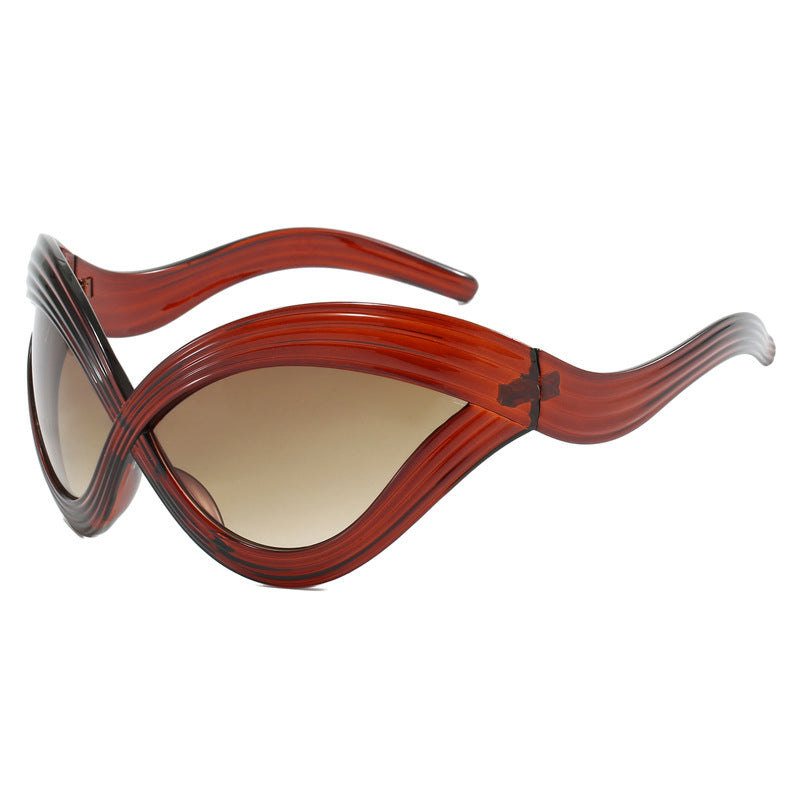 Damen trendige designer Sonnenbrille mit geschwungenem Rahmen Karnz