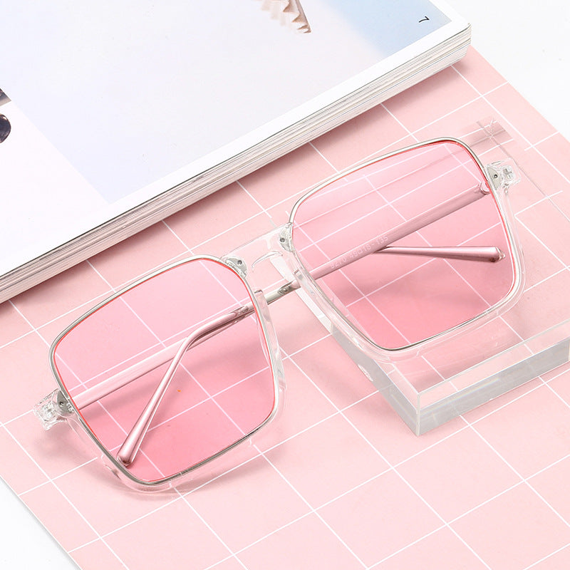 Damen quadratische Sonnenbrille mit transparentem Rahmen und polarisierenden Gläsern Karnz