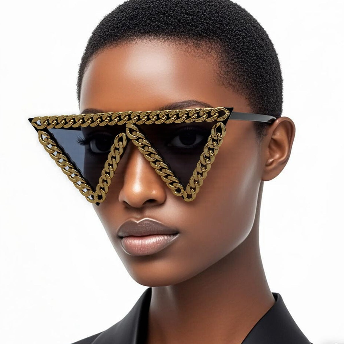Damen trendige Sonnenbrille mit auffälligem Kettenrahmen Karnz