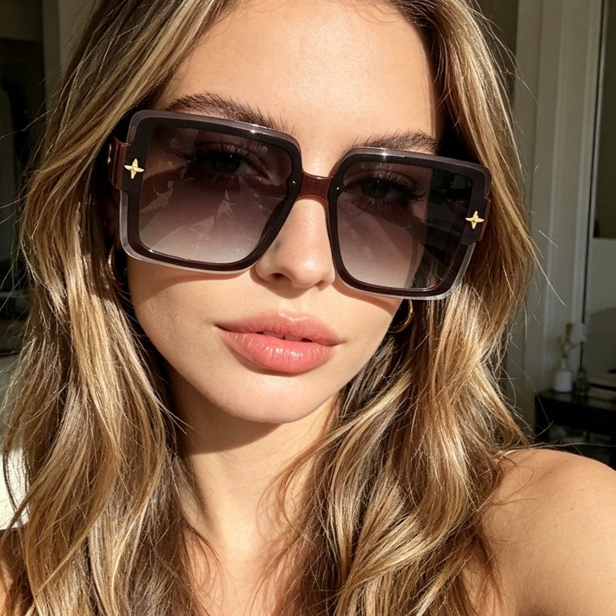 Damen modische quadratische Sonnenbrille mit elegantem Rahmen Karnz