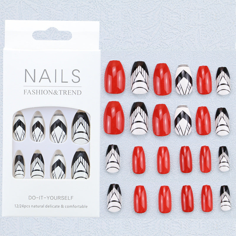 Künstlerisches Grafik Press-On Nagelset Karnz