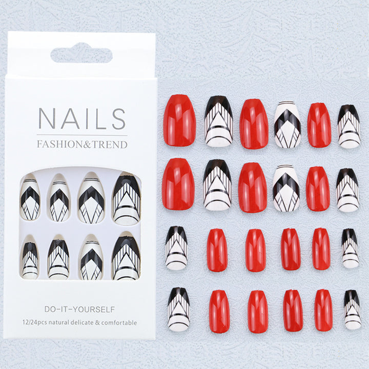 Künstlerisches Grafik Press-On Nagelset Karnz