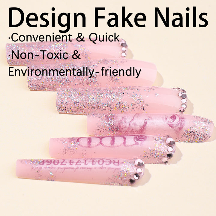 Dekoratives Glitzer-Press-On-Nagelset