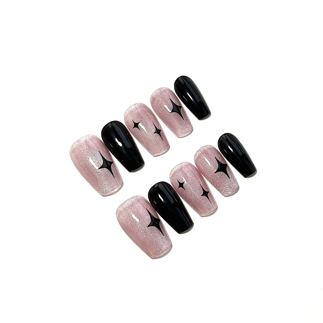 Press-On Nagelkunst Set mit Sternakzenten