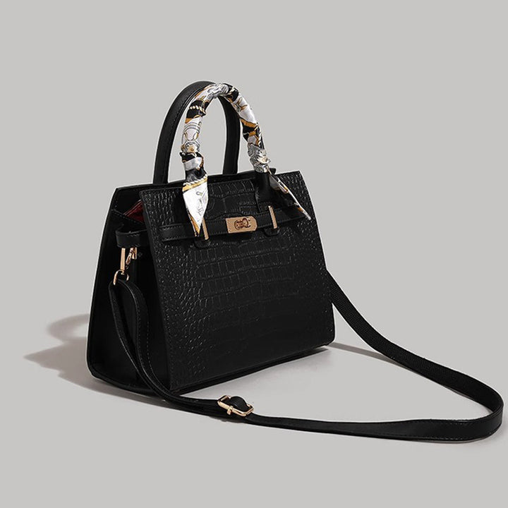 Strukturierte Krokodil-Muster-Handtasche Karnz