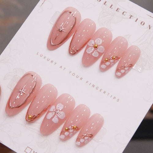 Floral Accent Press-On Nail Set