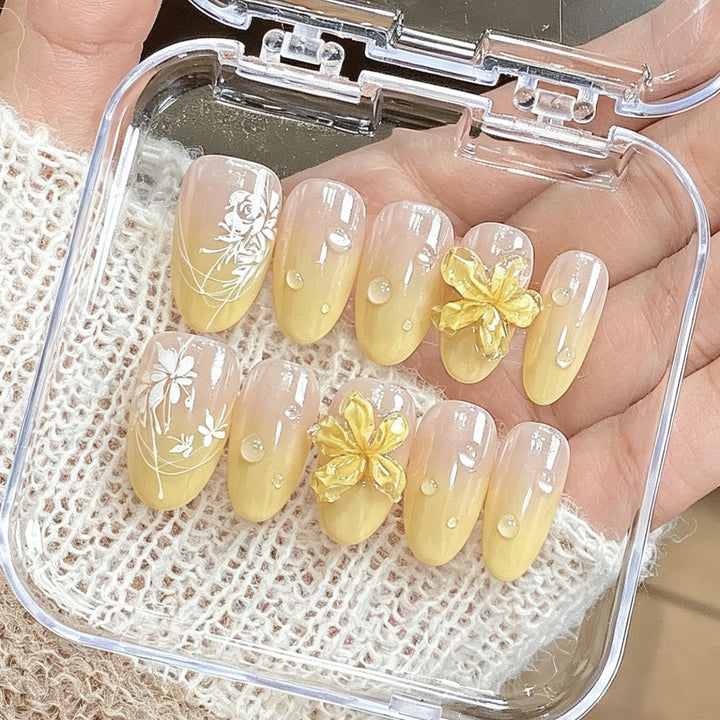 Premium floral-prägte Druck-Nagelset