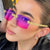 Damen Designer-Sonnenbrille mit funkelndem Rahmen und rechteckigem Glas Karnz
