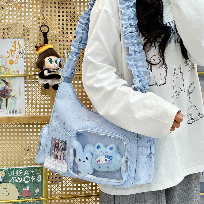 Star-Print Rüschenträger Schultertasche Karnz