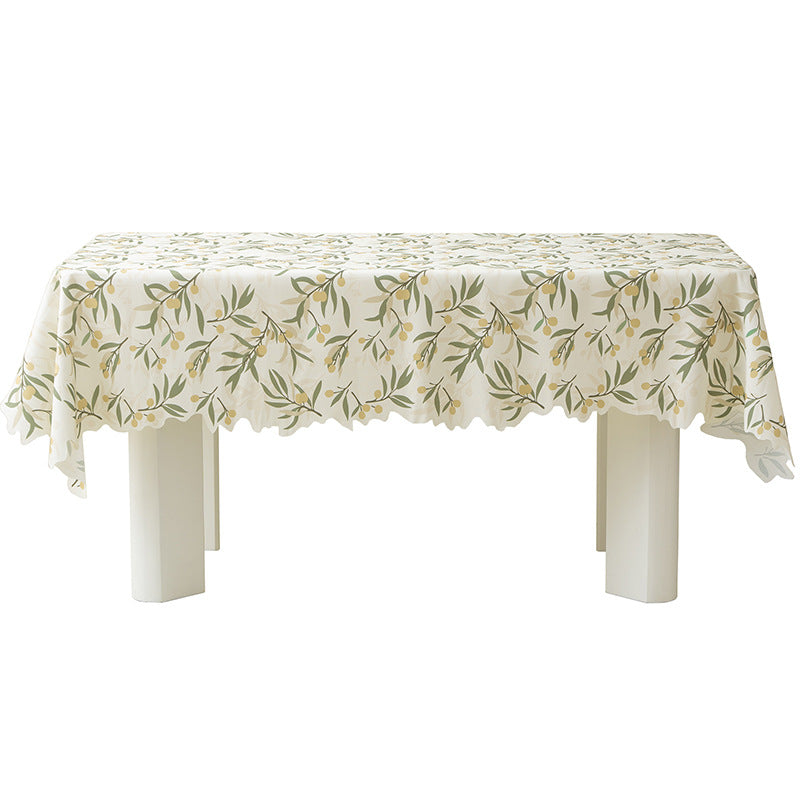 Runde abwischbare Tischdecke mit floralem Ausschnittsaum Karnz