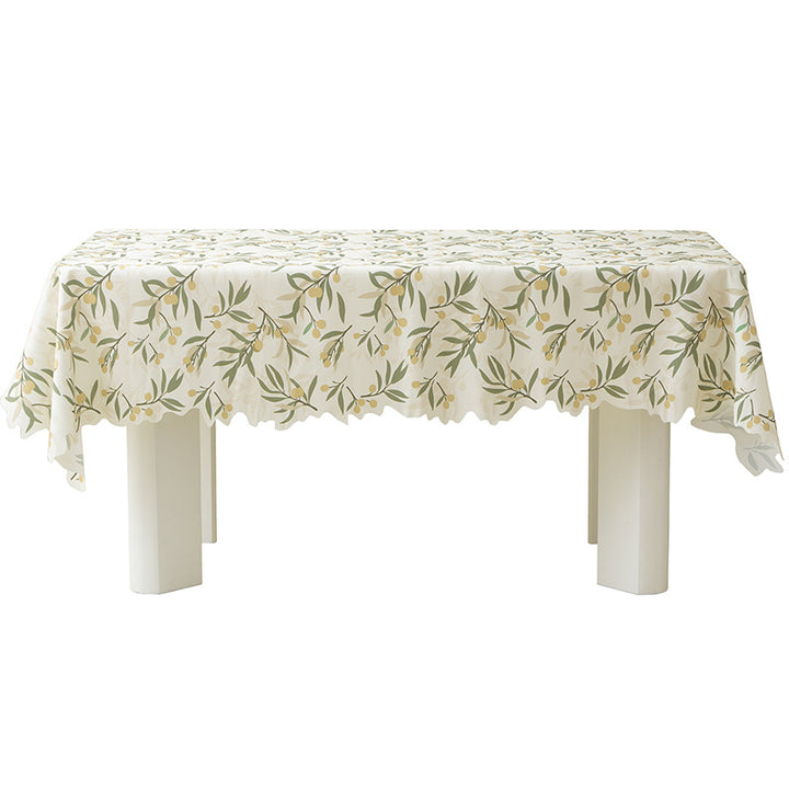 Runde abwischbare Tischdecke mit floralem Ausschnittsaum Karnz