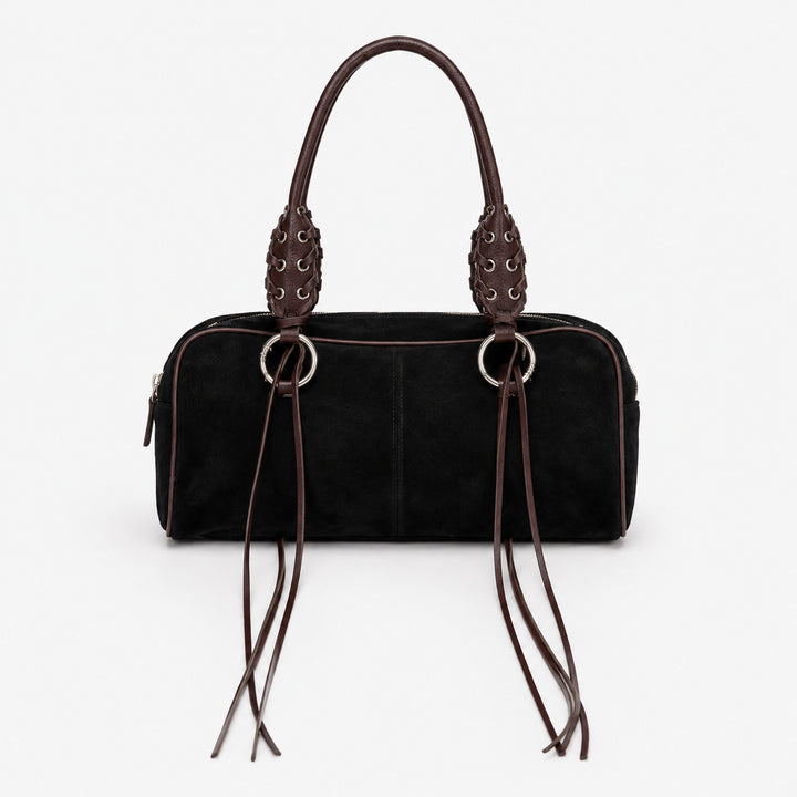 Luxuriöse Lederhandtasche mit geflochtenen Trägern