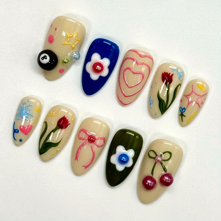 Künstlerisches Gel-Nagelkunst-Design Karnz