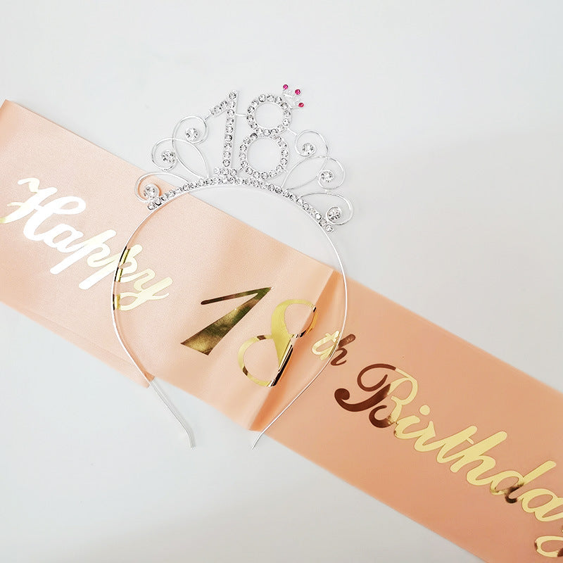 Damen Geburtstags-Tiara und Schärpe Set Karnz