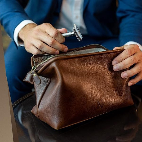 Edle Kosmetische Leder-Tasche Karnz