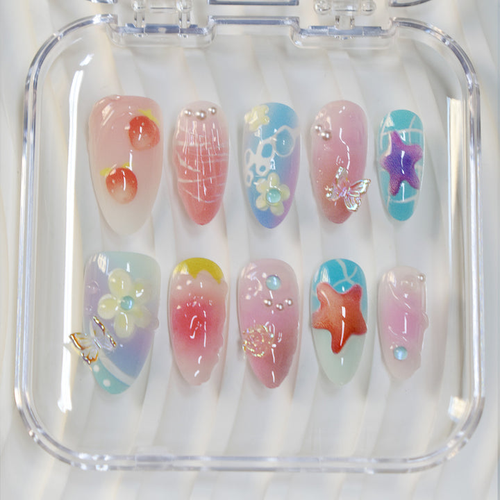Künstlerische Meeres-Themen Press-On Nail Art Karnz