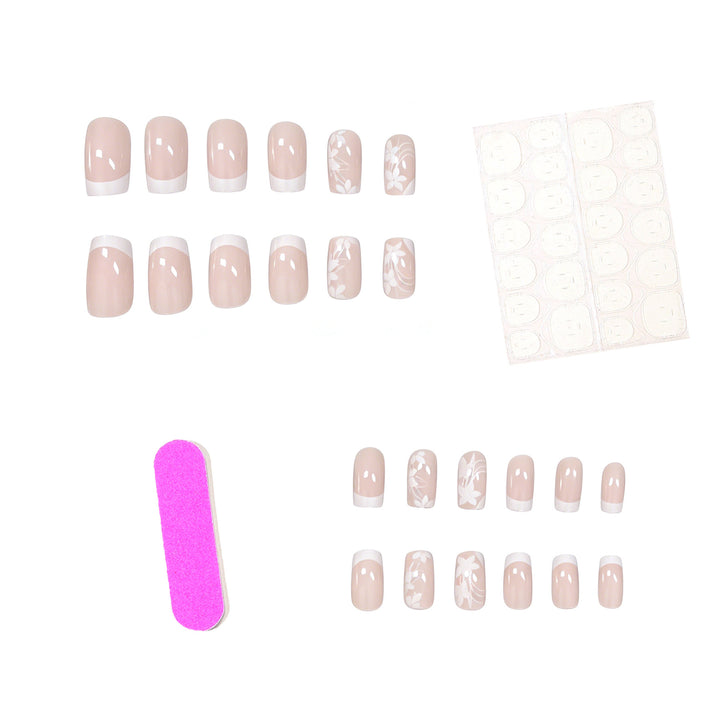 Elegantes Floral Design Press-On-Nagelset Karnz