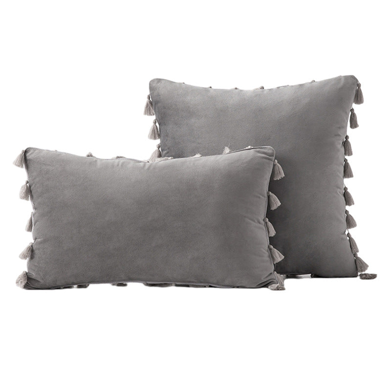 Velvet Quaste-Trim Quadrat und Lenden Dekokissen Set