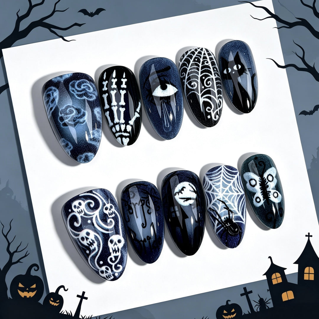 Künstlerische Halloween-Themen Press-On Nail Kollektion