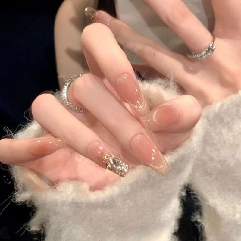 Premium Press-On Nail Set mit Strass-Akzenten