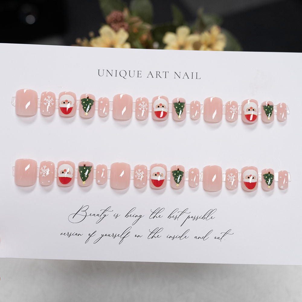 Festliche, Feiertags-Inspirierte Press-On Nagelkunst