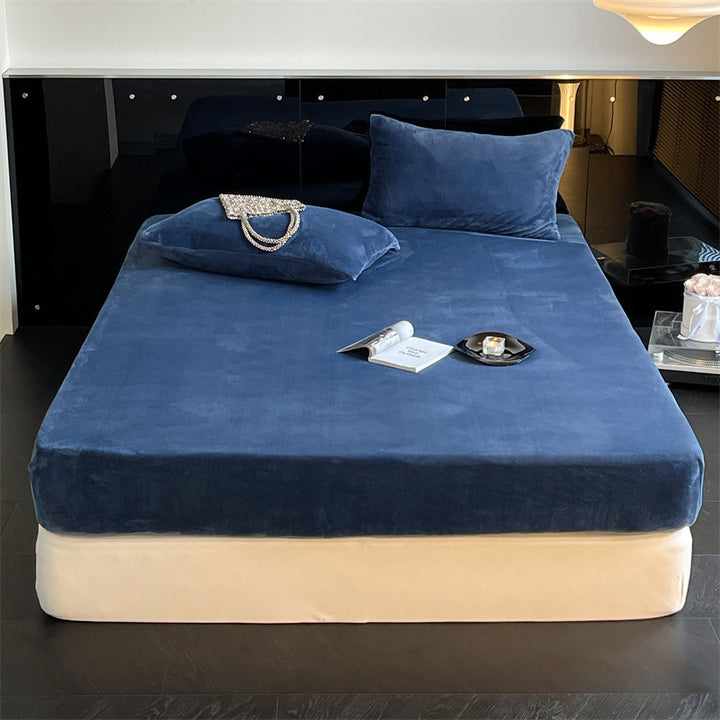 Samtvelours-Spannbettlaken mit extra tiefem Bund und elastischem Rundumgummi