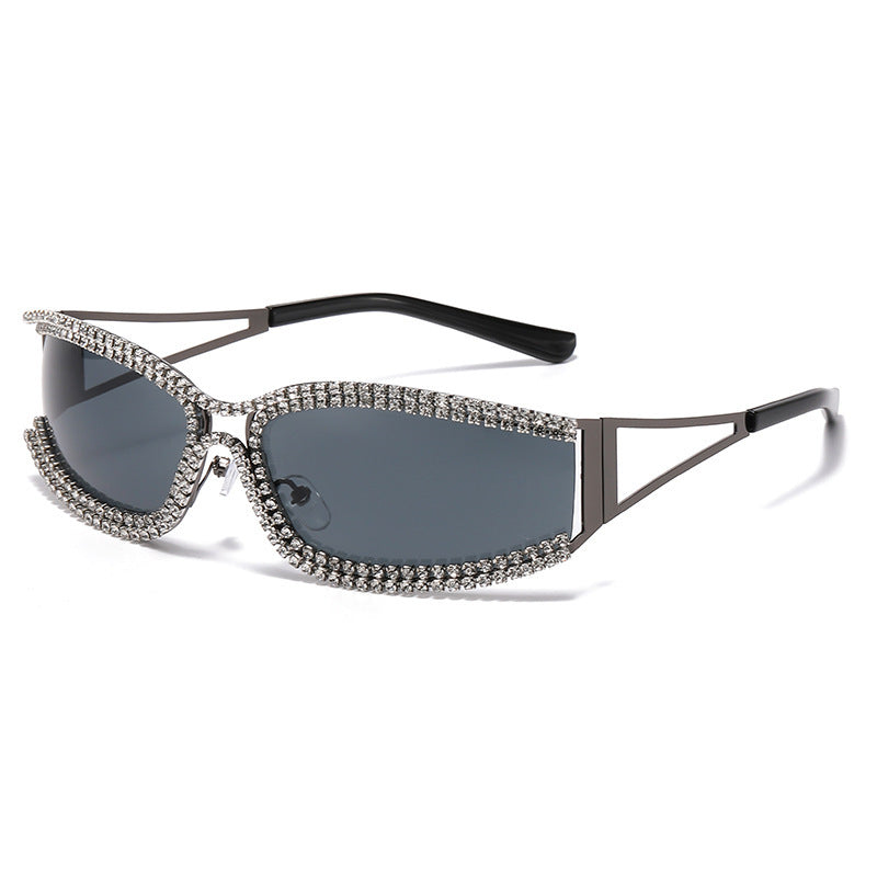 Damen Cat-Eye Sonnenbrille mit funkelndem Kristallrahmen Karnz