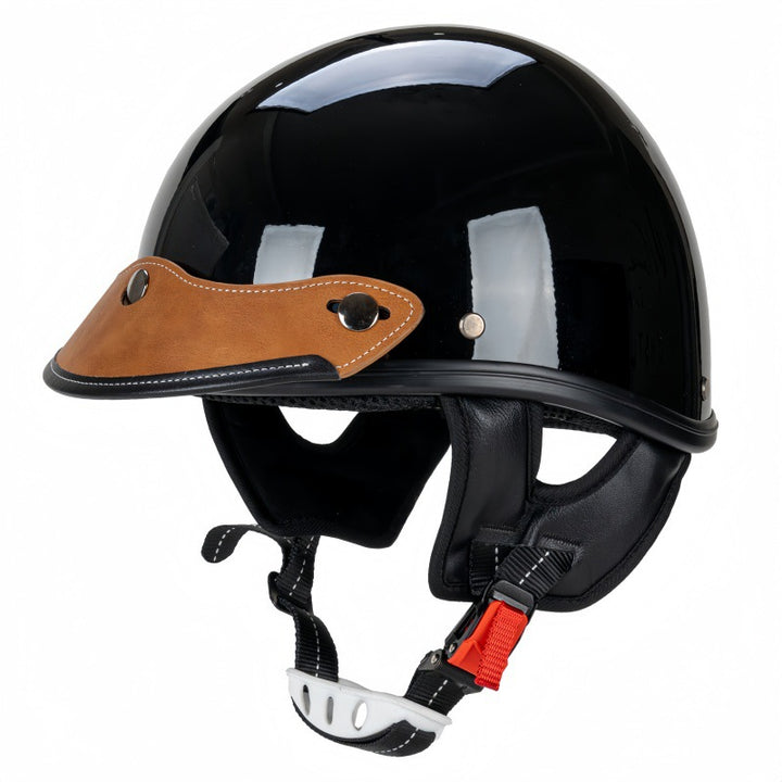 Klassischer Leder-Motorradhelm Karnz