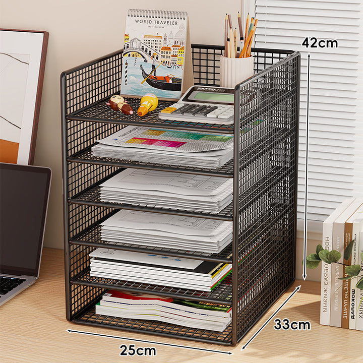 Belüfteter Mesh-Dreifach-Desktop-Dokumenten- und Zeitschriftenorganisator-Rack
