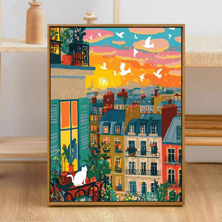 Bunte Stadt Skyline Kunstdruck Karnz