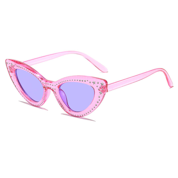 Glamouröse mit Strass verziertes Katzenaugen-Sonnenbrille Karnz