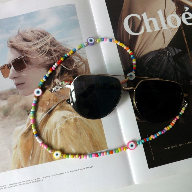 Bunte Brillenhalterkette mit Augenmotiven Karnz