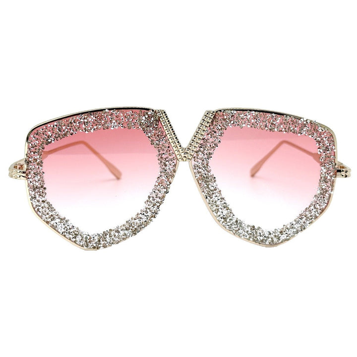 Damen modische Sonnenbrille mit glitzerndem Rahmen und eleganter Form Karnz