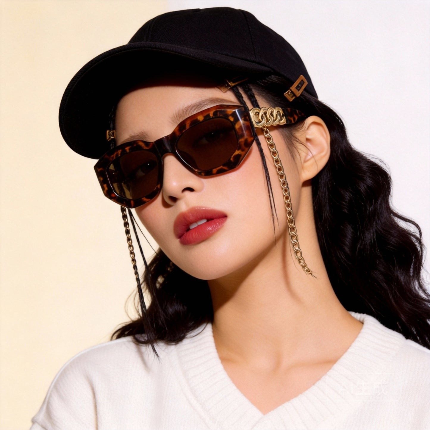 Damen modische Sonnenbrille mit luxuriösem Kettenrahmen Karnz