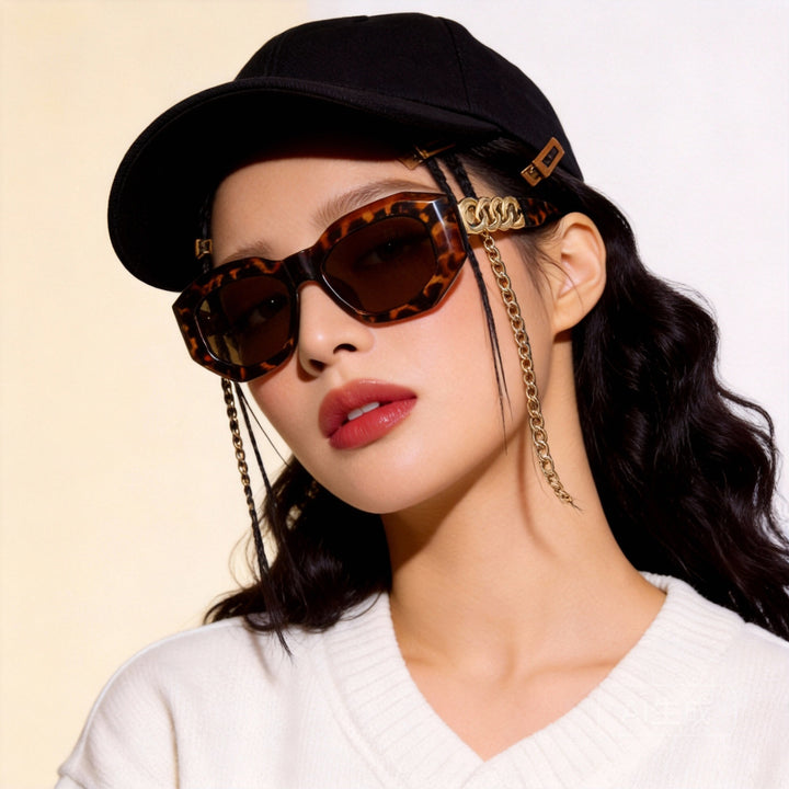 Damen modische Sonnenbrille mit luxuriösem Kettenrahmen Karnz