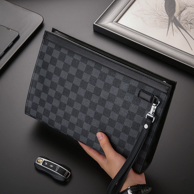 Leder Kariertes Dokumenten-Clutch Karnz