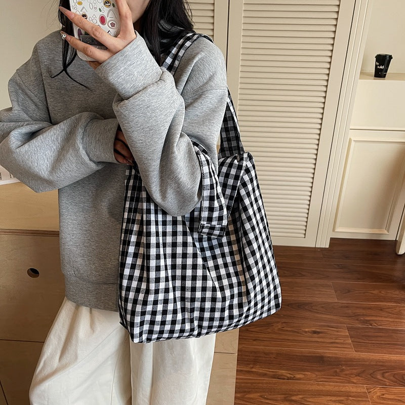 Gingham-Muster Hobo-Tasche