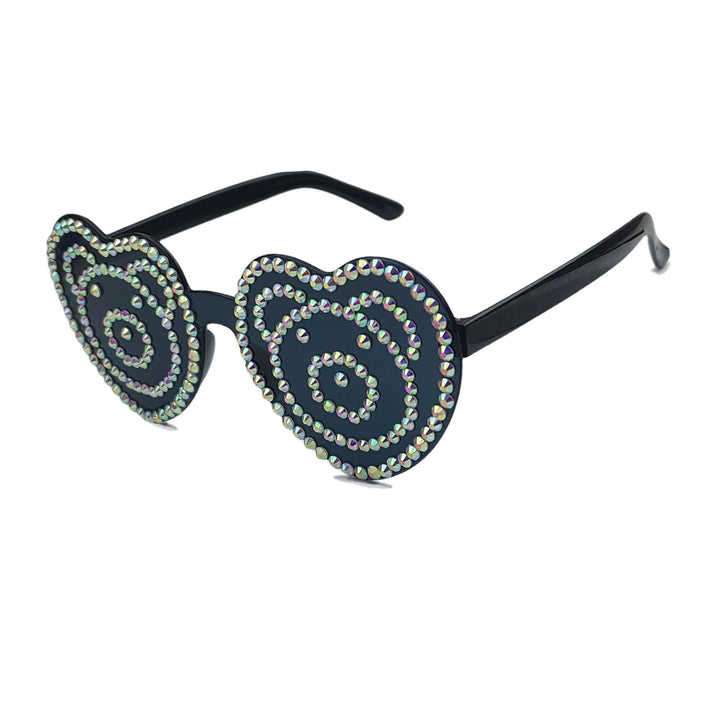 Damen Herzförmige Sonnenbrille mit funkelndem Strassmuster Karnz