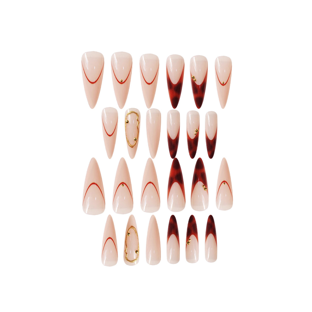 Stiletto Press-On Nagelkunst Set mit eleganten goldenen Akzenten Karnz