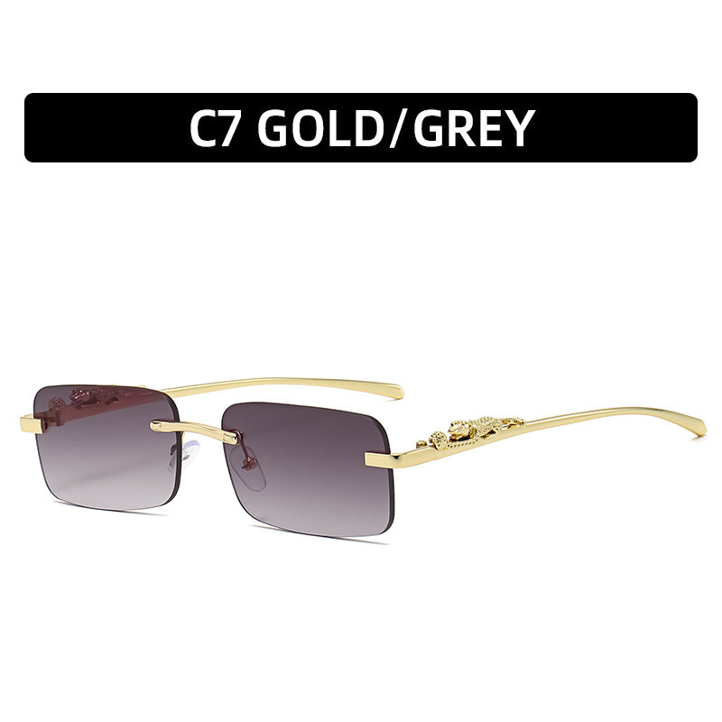 Modische Metallische Rechteckige Sonnenbrille