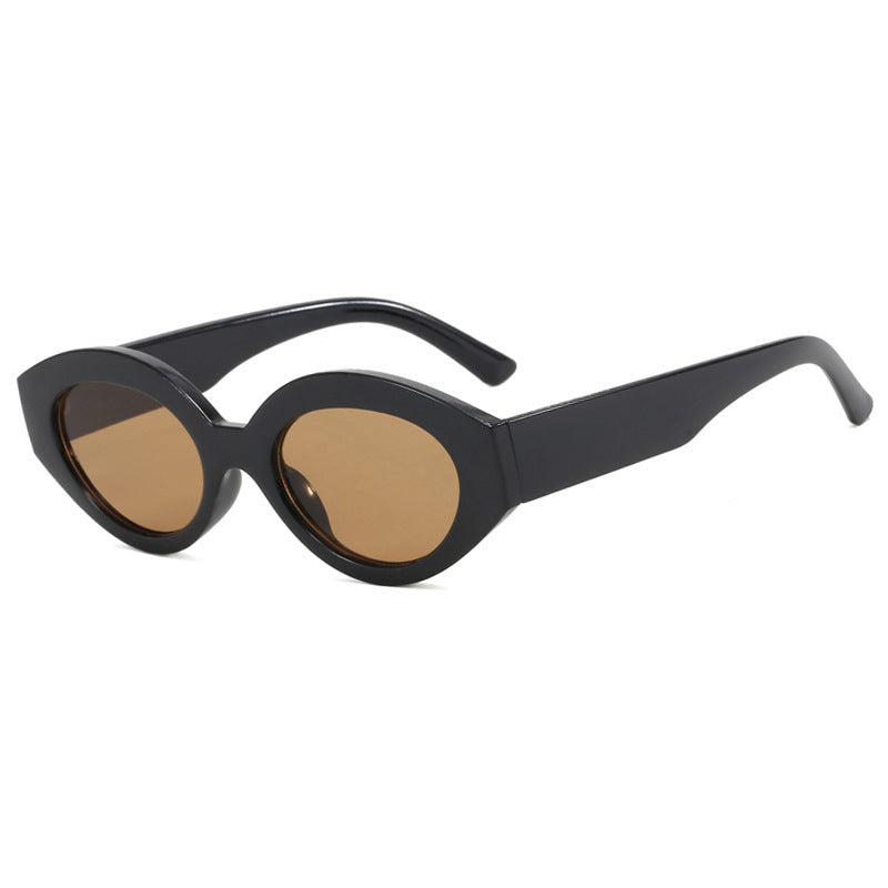 Damen trendige Katzenaugen-Sonnenbrille mit animalischem Muster Karnz