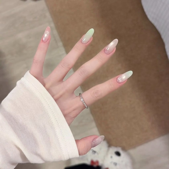 Ombre Floral Glitter Nagelverlängerungen