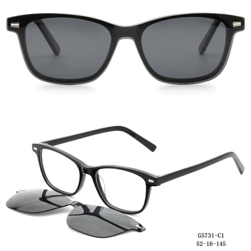 Damen modische Quadratische Sonnenbrille mit abnehmbaren Gläsern Karnz