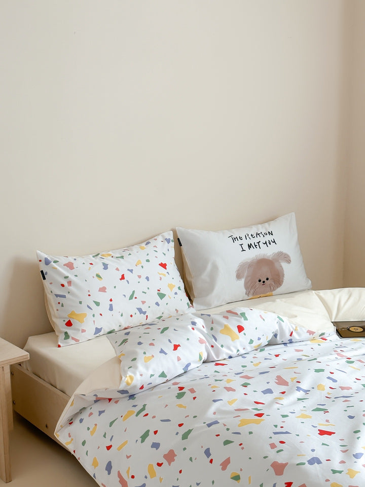 Mikrofaser-Bettwäsche-Set mit buntem Terrazzo-Muster, weich & pflegeleicht