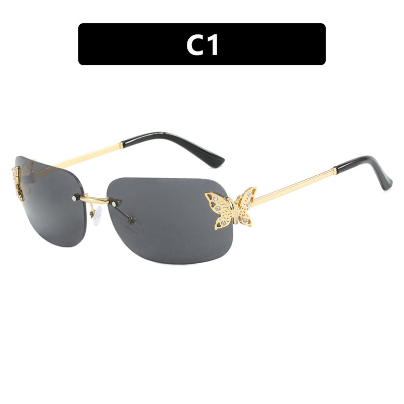 Damen modische Sonnenbrille mit filigranem Schmetterlingsdesign und schützenden Gläsern Karnz