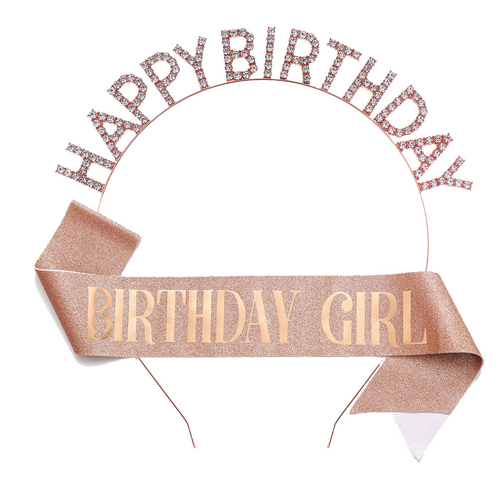 Damen Glitzernder Haarreif mit "Happy Birthday"-Aufschrift Karnz