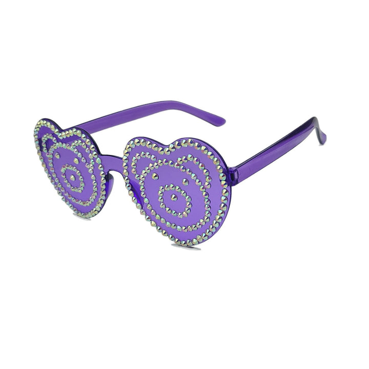 Damen Herzförmige Sonnenbrille mit funkelndem Strassmuster Karnz