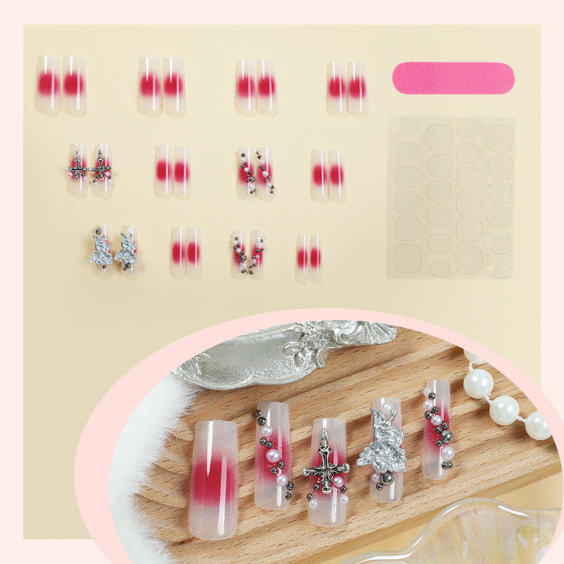 Dekorative Nagelkunst Press-On Nägel Set mit eleganten Edelsteindetails Karnz