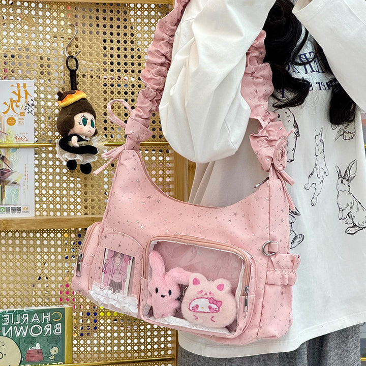 Star-Print Rüschenträger Schultertasche Karnz