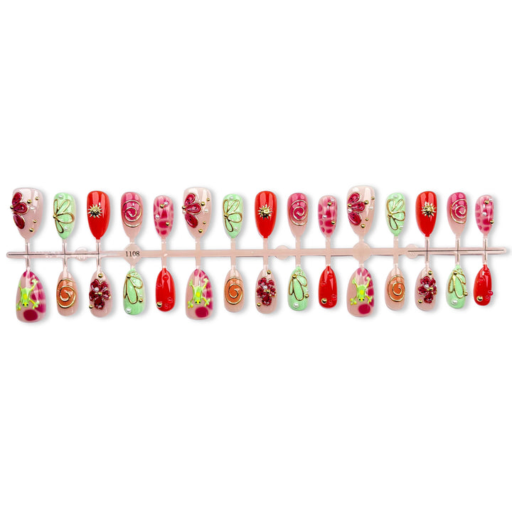 Kreatives Blumen-Design Press-On Nagelset